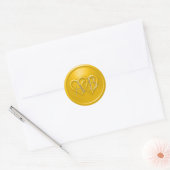 Yellow Two Hearts Intertwined Monogram Wedding Runder Aufkleber (Umschlag)