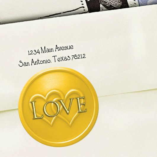 Yellow Two Hearts Intertwined Wedding Runder Aufkleber