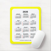 Yellow Two Tone 52 Week Calendar von Janz 2026 Mousepad (Mit Mouse)