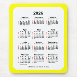 Yellow Two Tone 52 Week Calendar von Janz 2026 Mousepad