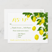 Yellow UAWG Watercolor Lemons Green Wedding Einladungspostkarte (Vorne/Hinten)