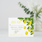 Yellow UAWG Watercolor Lemons Green Wedding Einladungspostkarte (Stehend Vorderseite)