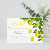 Yellow UAWG Watercolor Lemons Green Wedding RSVP Karte (Stehend Vorderseite)
