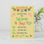 Yellow Ugge Christmas Sweater Party Einladung (Stehend Vorderseite)