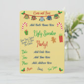 Yellow Ugge Christmas Sweater Party Einladung (Stehend Vorderseite)