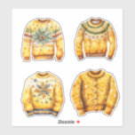 Yellow Ugly Christmas Sweaters Aufkleber<br><div class="desc">Was für eine tolle Art, um 4 individuelle hässliche Weihnachtsschwitzer in Gelbtönen zu bekommen... ... ... ... ... ... ... ... ... ... ... ... ... ... ... ... ... ... ... ... ... ... ... ... ... ... ... ... ... ... ... ... ... ... ... ... ... ......</div>