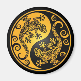 Yellow und Black Yin Yang Geckos Magnet