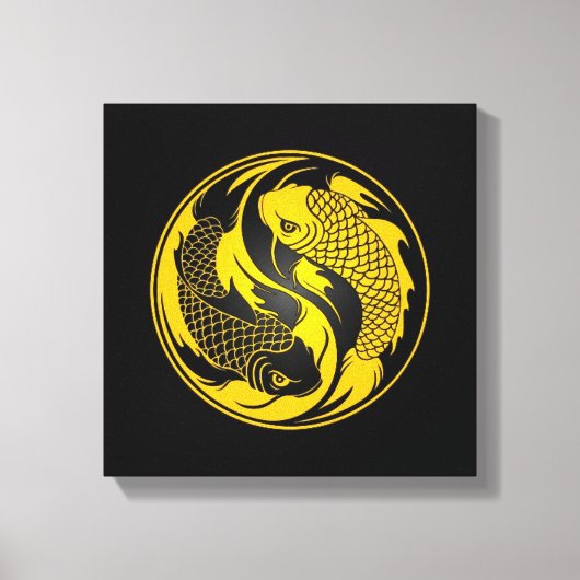 Yellow und Black Yin Yang Koi Fish Leinwanddruck (Vorderseite)