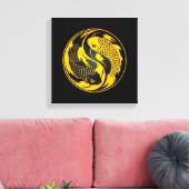Yellow und Black Yin Yang Koi Fish Leinwanddruck (Insitu (Wohnzimmer))