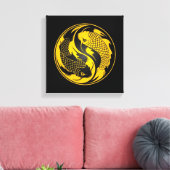 Yellow und Black Yin Yang Koi Fish Leinwanddruck (Insitu (Wohnzimmer))