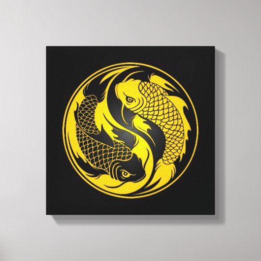 Yellow und Black Yin Yang Koi Fish Leinwanddruck (Vorderseite)