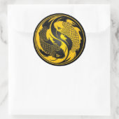 Yellow und Black Yin Yang Koi Fish Runder Aufkleber (Tasche)