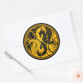 Yellow und Black Yin Yang Phoenix Runder Aufkleber (Umschlag)
