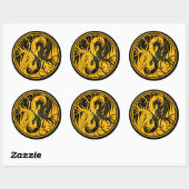 Yellow und Black Yin Yang Phoenix Runder Aufkleber (Blatt)