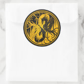 Yellow und Black Yin Yang Phoenix Runder Aufkleber (Tasche)