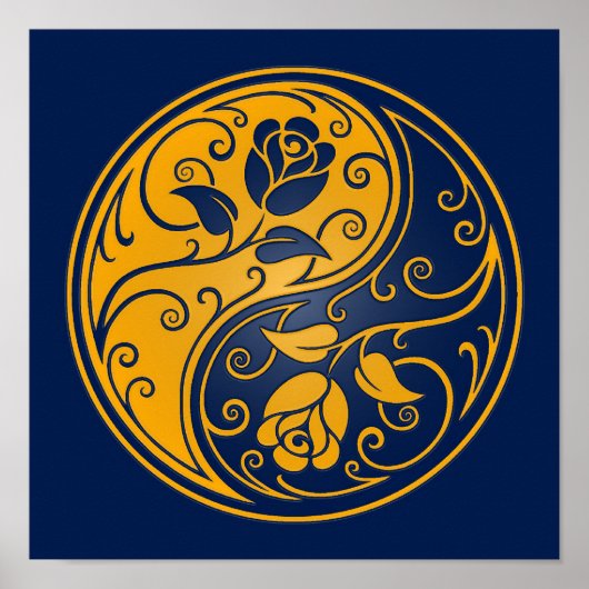 Yellow und Blue Yin Yang Rose Poster (Vorne)