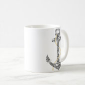 Yellow und Gray Anchor Beach Hochzeit Kaffeetasse (VorderseiteRechts)