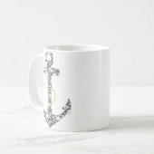 Yellow und Gray Anchor Beach Hochzeit Kaffeetasse (Vorderseite Links)