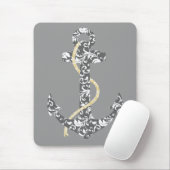 Yellow und Gray Anchor Beach Hochzeit Mousepad (Mit Mouse)