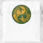 Yellow und Green Yin Yang Dragons Runder Aufkleber (Tasche)