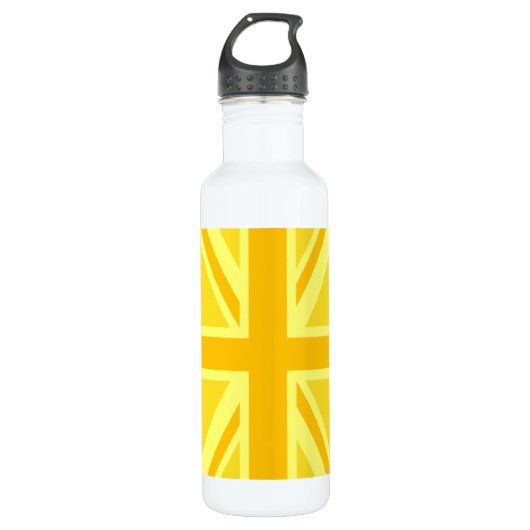 Yellow Union Jack Britische Flagge Hintergrund Edelstahlflasche (Vorderseite)