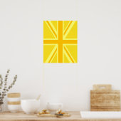 Yellow Union Jack Britische Flagge Hintergrund Poster (Küche)