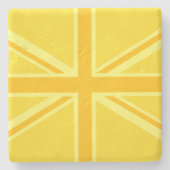 Yellow Union Jack Britische Flagge Hintergrund Steinuntersetzer (Vorderseite)