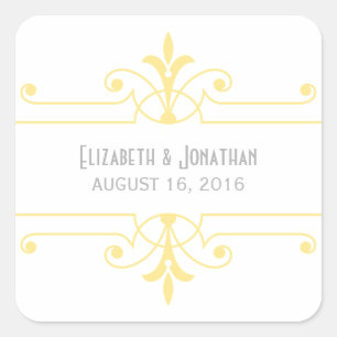 Yellow v2 Extravagante ornamental Wedding Stickers