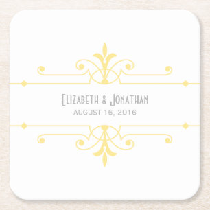 Yellow v2 Extravagante Zierpapier-Untersetzer Rechteckiger Pappuntersetzer