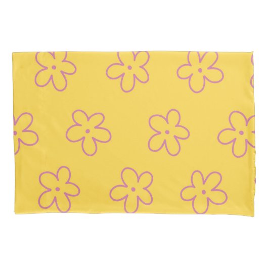 Yellow Vibrann Y2K Wildblume Bold Retro Spring Kissenbezug (Vorderseite)