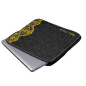 Yellow Vintag Lace Black Damask Laptopschutzhülle (Vorne Knopf)