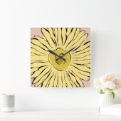 Yellow vintage abstract sunflower quadratische wanduhr (Zuhause)