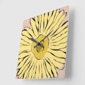 Yellow vintage abstract sunflower quadratische wanduhr (Winkel)