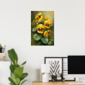 Yellow Violas Blumen Art Print Poster (Heimbüro)