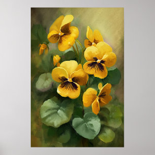 Yellow Violas Blumen Art Print Poster