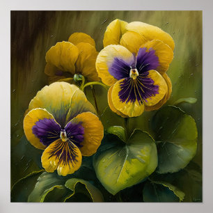 Yellow Violas Blumen Art Print Poster