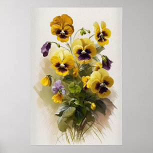 Yellow Violas Blumen Art Print Poster