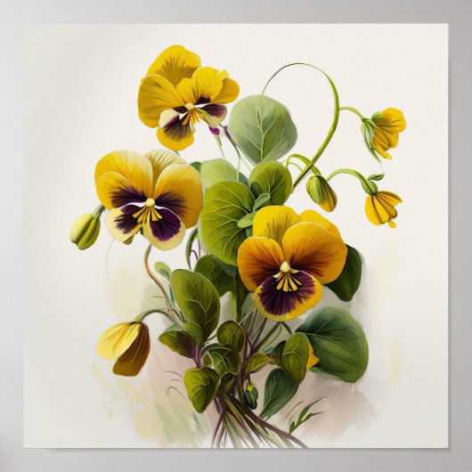 Yellow Violas Blumen Art Print Poster (Vorne)