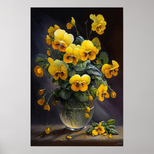 Yellow Violas Blumen Art Print Poster