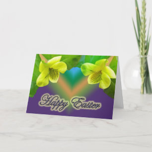 Yellow Violet Happy Oaster Card Feiertagskarte