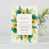 Yellow Vivid Botanical Spring Wedding Einladung (Stehend Vorderseite)