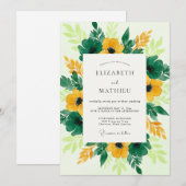 Yellow Vivid Botanical Spring Wedding Einladung (Vorne/Hinten)