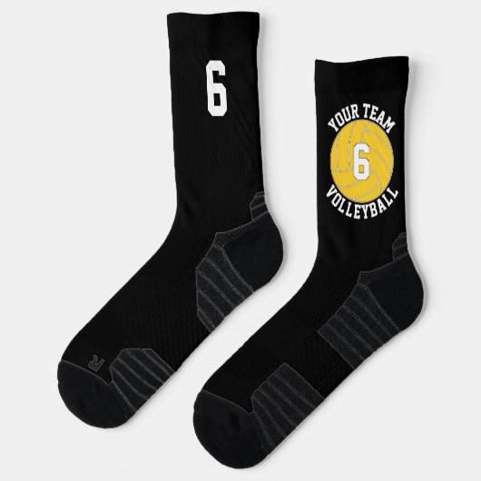 Yellow Volleyball Custom Team Name & Player Number Socken (Links)