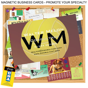 Yellow Volleyball Erthy Red Background Magnetische Visitenkarte