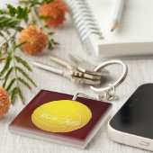 Yellow Volleyball Monogram Name Schlüsselanhänger (Vorderseite rechts)