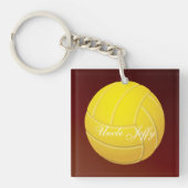 Yellow Volleyball Monogram Name Schlüsselanhänger (Vorderseite)