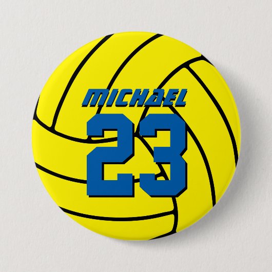 Yellow Volleyball Sports Team Button Button (Vorderseite)