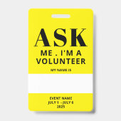 Yellow Volunteer Abzeichen Ausweis (Rückseite)