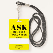 Yellow Volunteer Abzeichen Ausweis (Rückseite mit Schlüsselband)