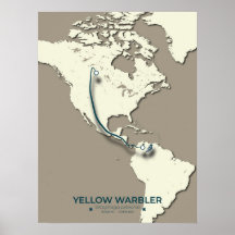 Yellow Warbler Migration Map - Minimalistisch Vint